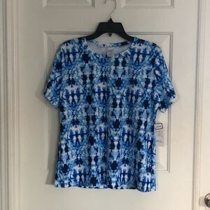 Time and Tru Vibrant Blue Tie-Dye Swim Top